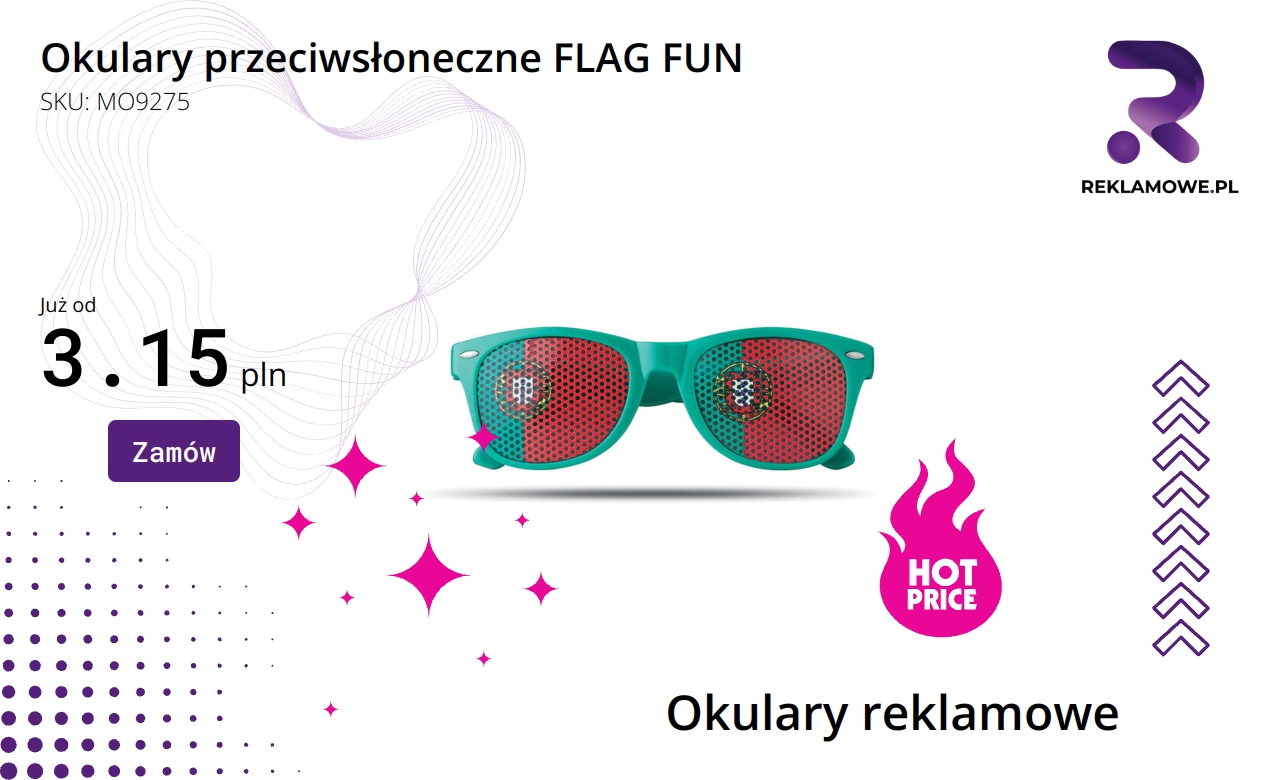 Okulary przeciwsłoneczne FLAG FUN na białym tle